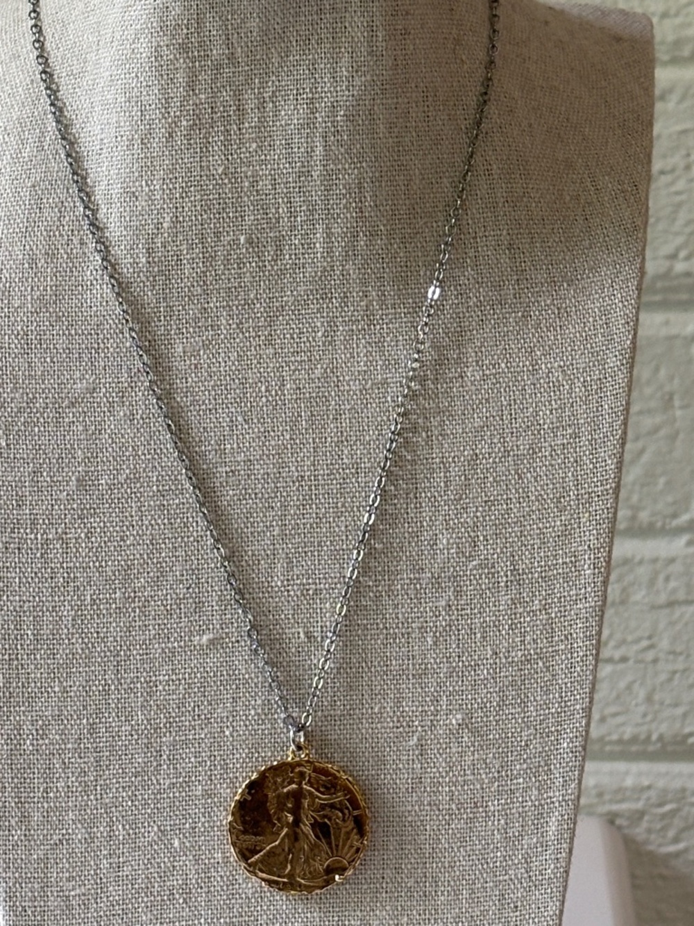 Jessica Elliot Gold Medallion with Silver Chain